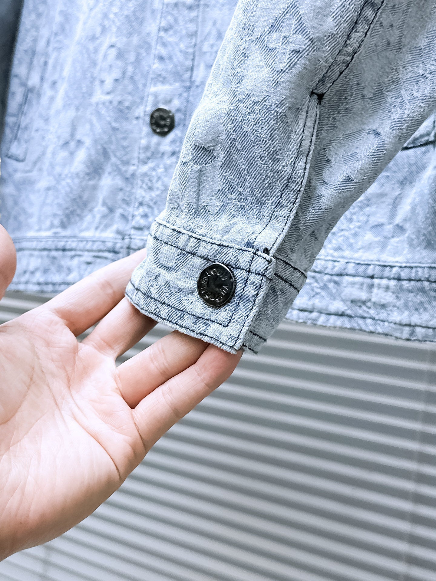 LOUIS VUITTON LV SHIRT JACKET IN LIGHT BLUE MONOGRAM MIX DAMIER DENIM 239121