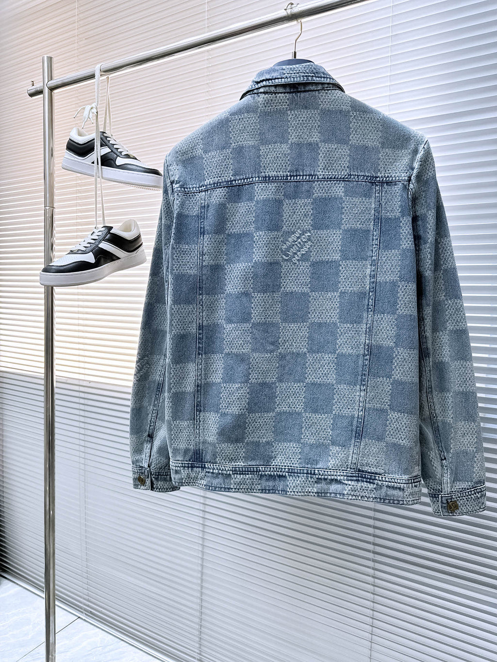 LOUIS VUITTON LV SHIRT JACKET IN COUNTRY BLUE DAMIER DENIM 239122