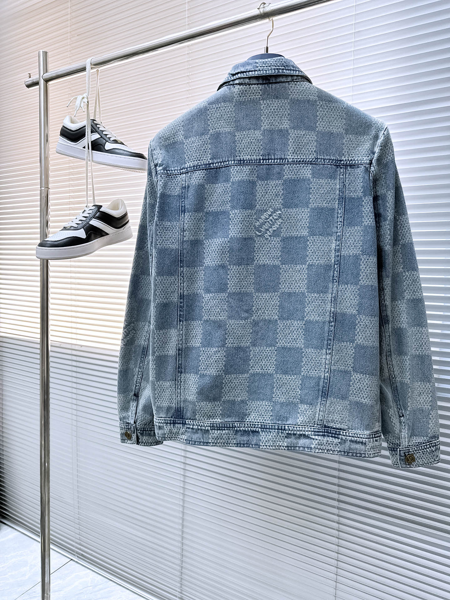 LOUIS VUITTON LV SHIRT JACKET IN COUNTRY BLUE DAMIER DENIM 239122