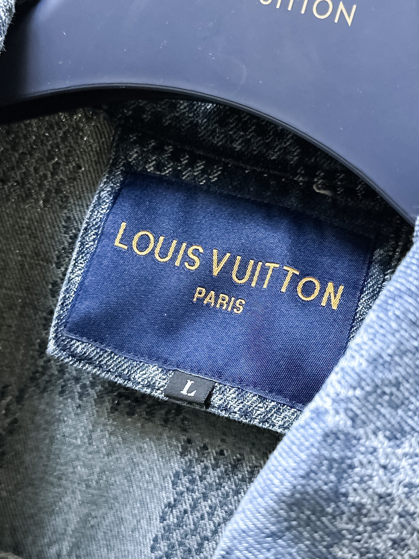 LOUIS VUITTON LV SHIRT JACKET IN COUNTRY BLUE DAMIER DENIM 239122