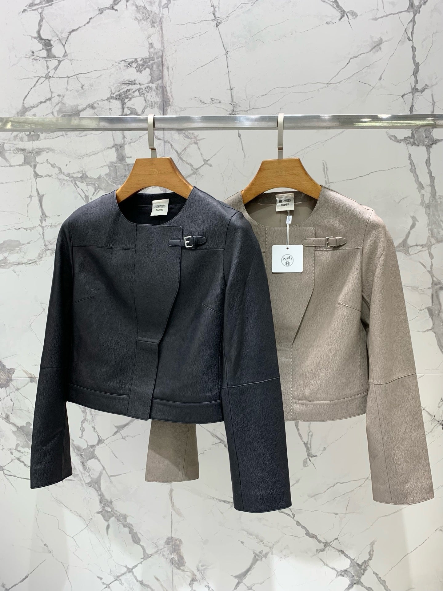 HERMES HERMES 25S LEATHER JACKET WITH LEATHER SHORTS 528564