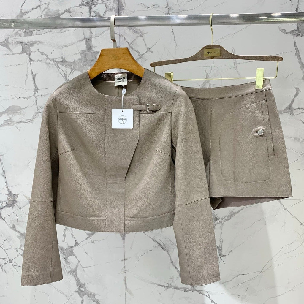 HERMES HERMES 25S LEATHER JACKET WITH LEATHER SHORTS 528568