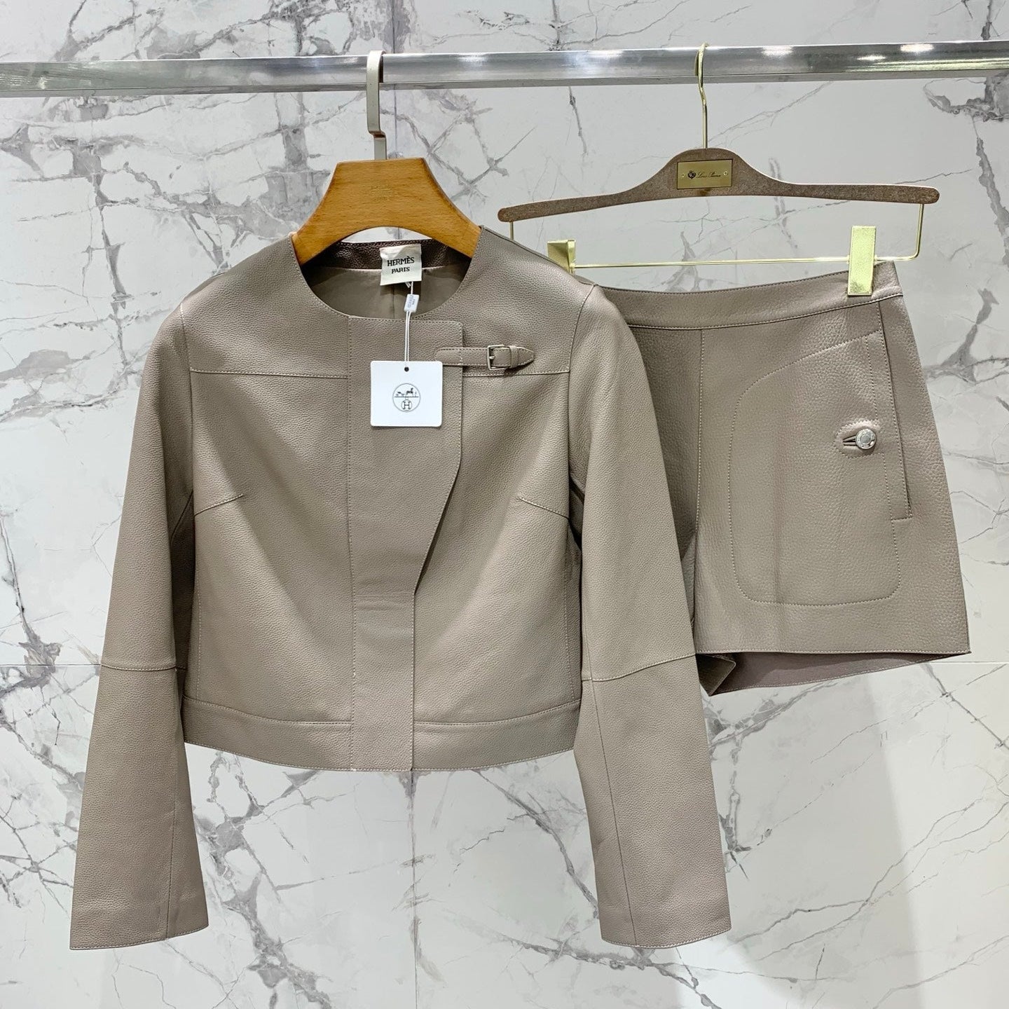 HERMES HERMES 25S LEATHER JACKET WITH LEATHER SHORTS 528568