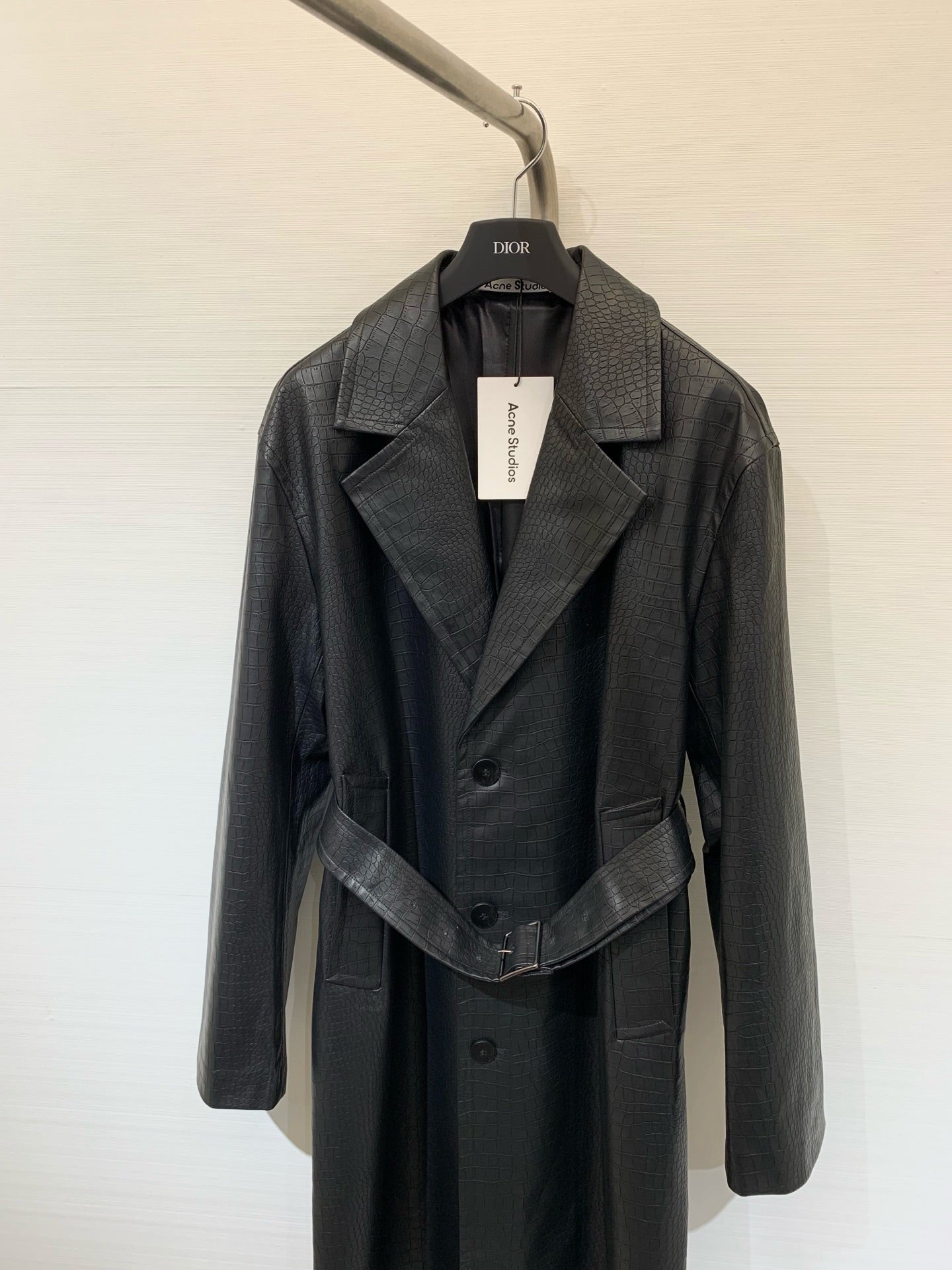 DIOR 25S LONG CROCODILE LEATHER COAT 665