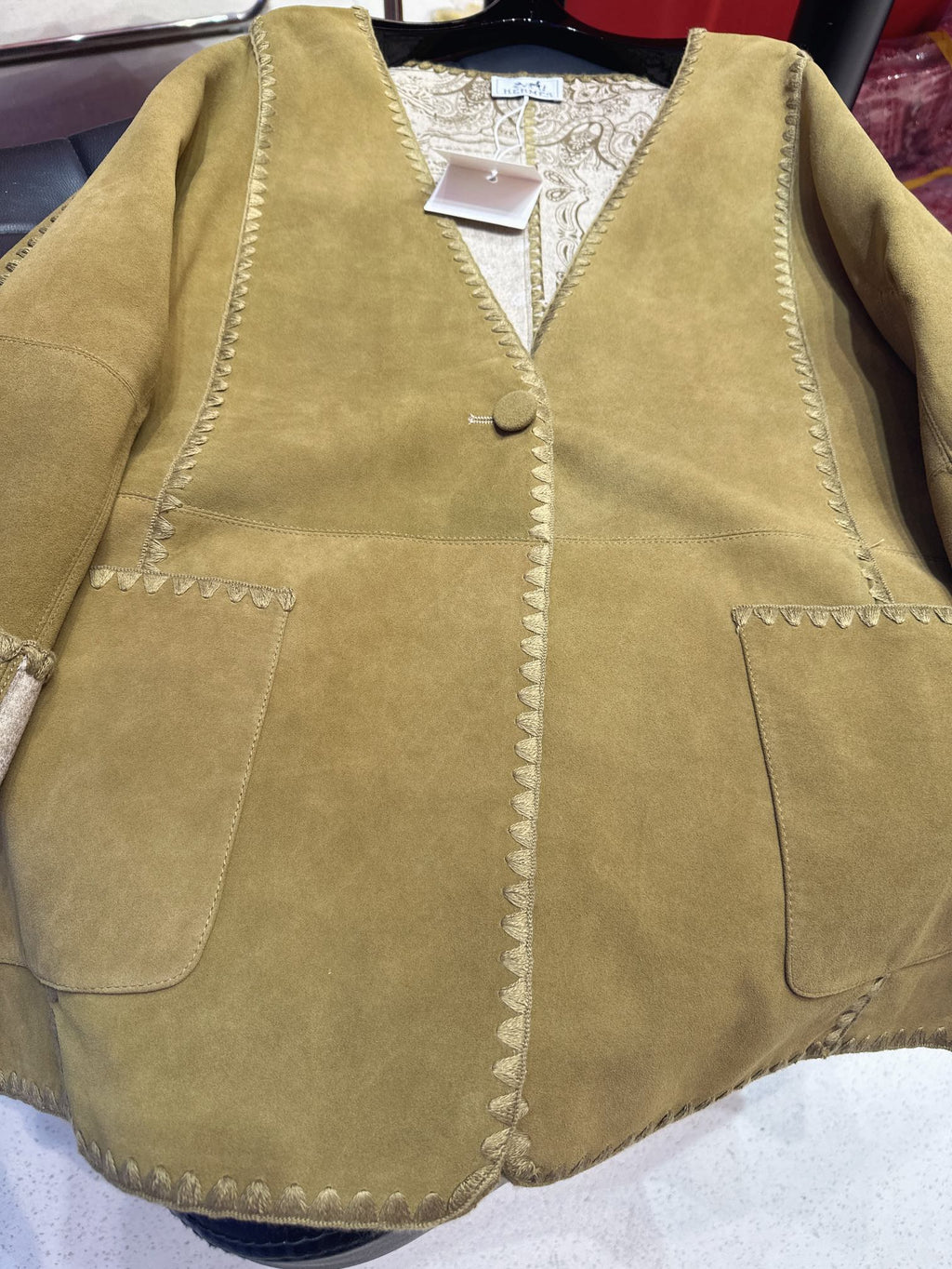 HERMES HERMES 25S MIDI SUEDE COAT 162