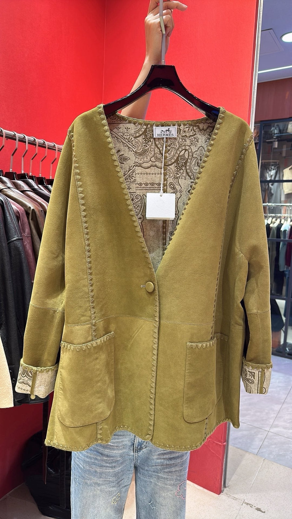 HERMES HERMES 25S MIDI SUEDE COAT 162