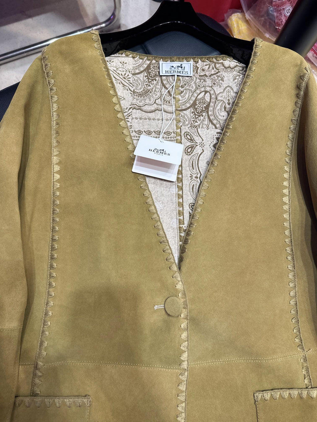 HERMES HERMES 25S MIDI SUEDE COAT 162