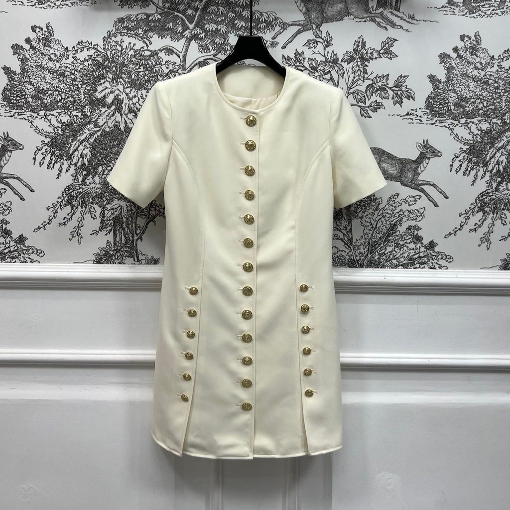LOUIS VUITTON LV 25S ROUND NECK DRESS WITH METAL BUTTONS 262924
