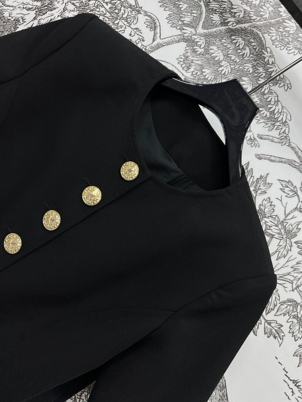 LOUIS VUITTON LV 25S ROUND NECK DRESS WITH METAL BUTTONS 262925