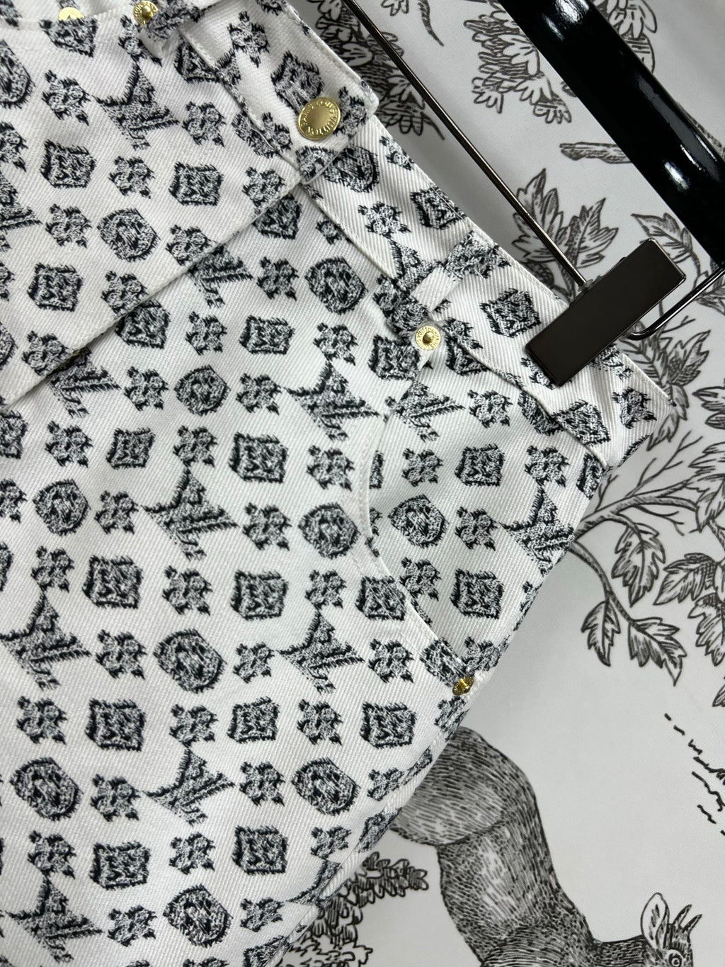 LOUIS VUITTON LV JACQUARD PATTERN DENIM SKIRT 274631