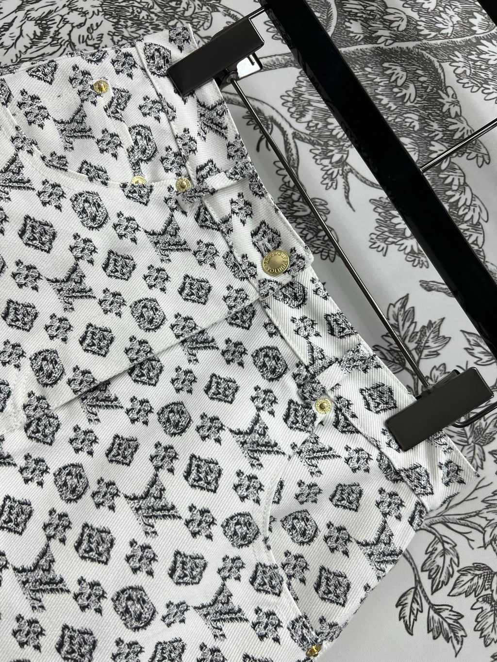 LOUIS VUITTON LV JACQUARD PATTERN DENIM SKIRT 274631