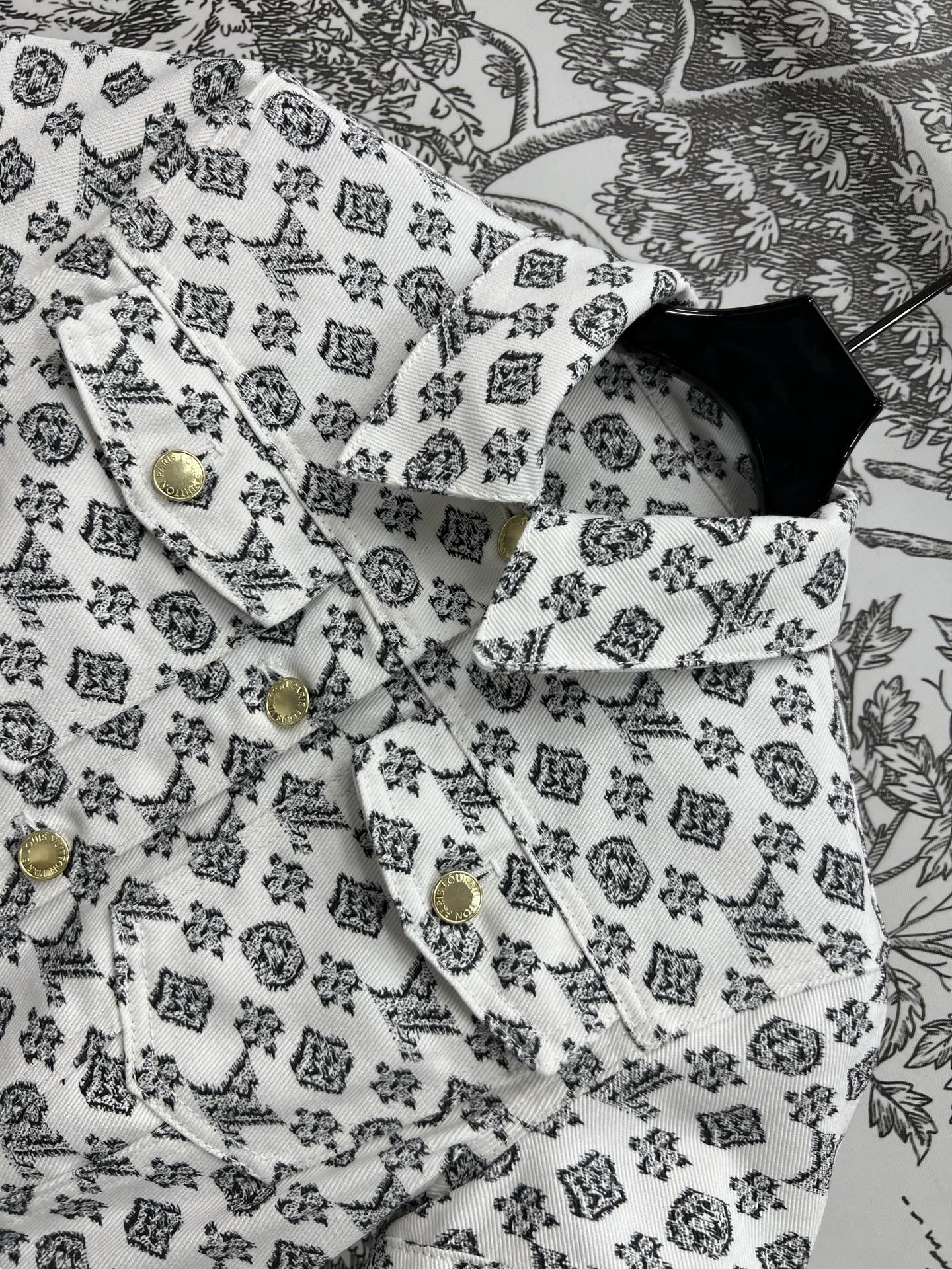 LOUIS VUITTON LV JACQUARD PATTERN ROUND NECK DENIM DRESS 274622