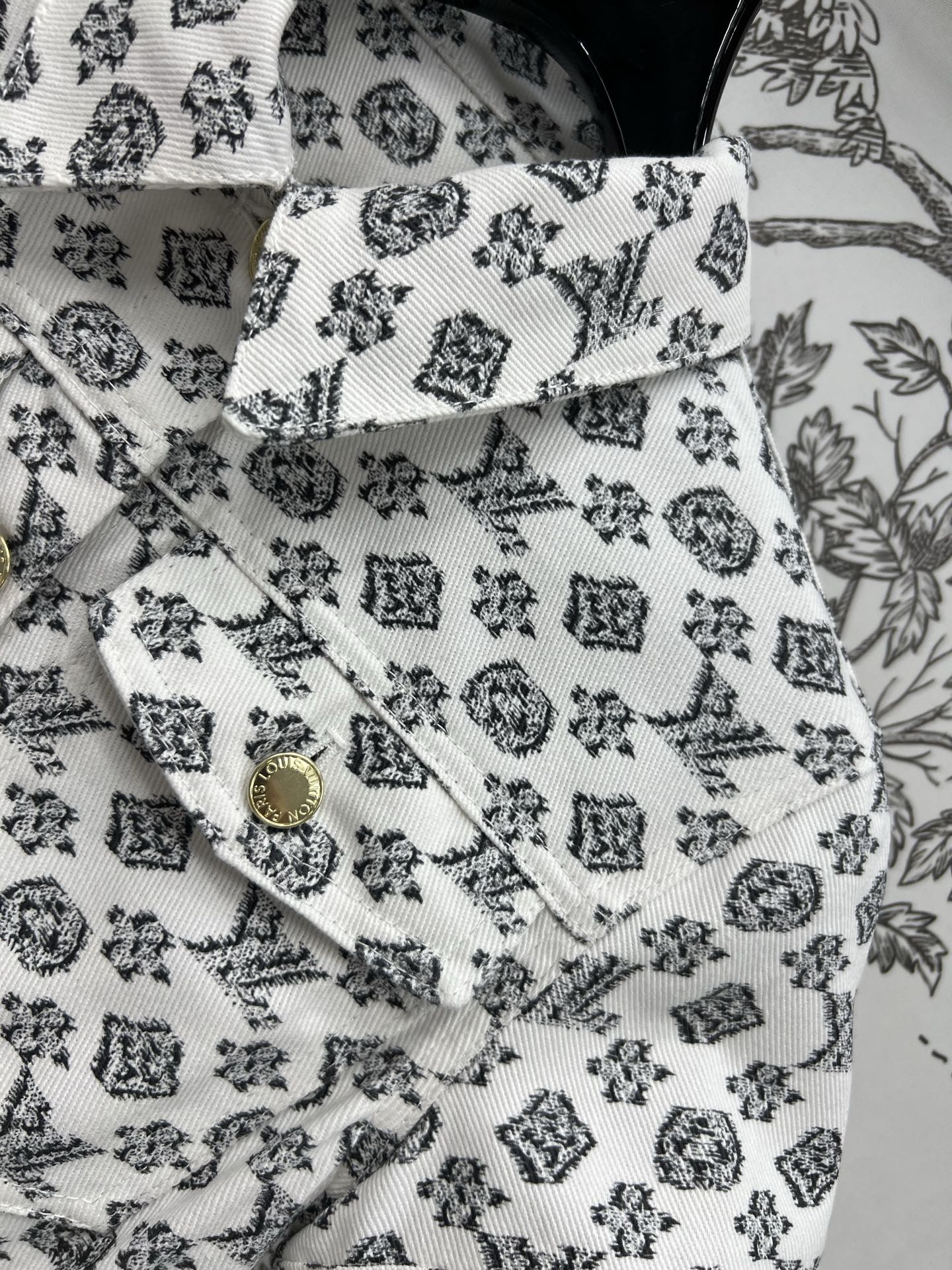LOUIS VUITTON LV JACQUARD PATTERN ROUND NECK DENIM DRESS 274622