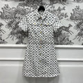 LOUIS VUITTON LV JACQUARD PATTERN ROUND NECK DENIM DRESS 274622