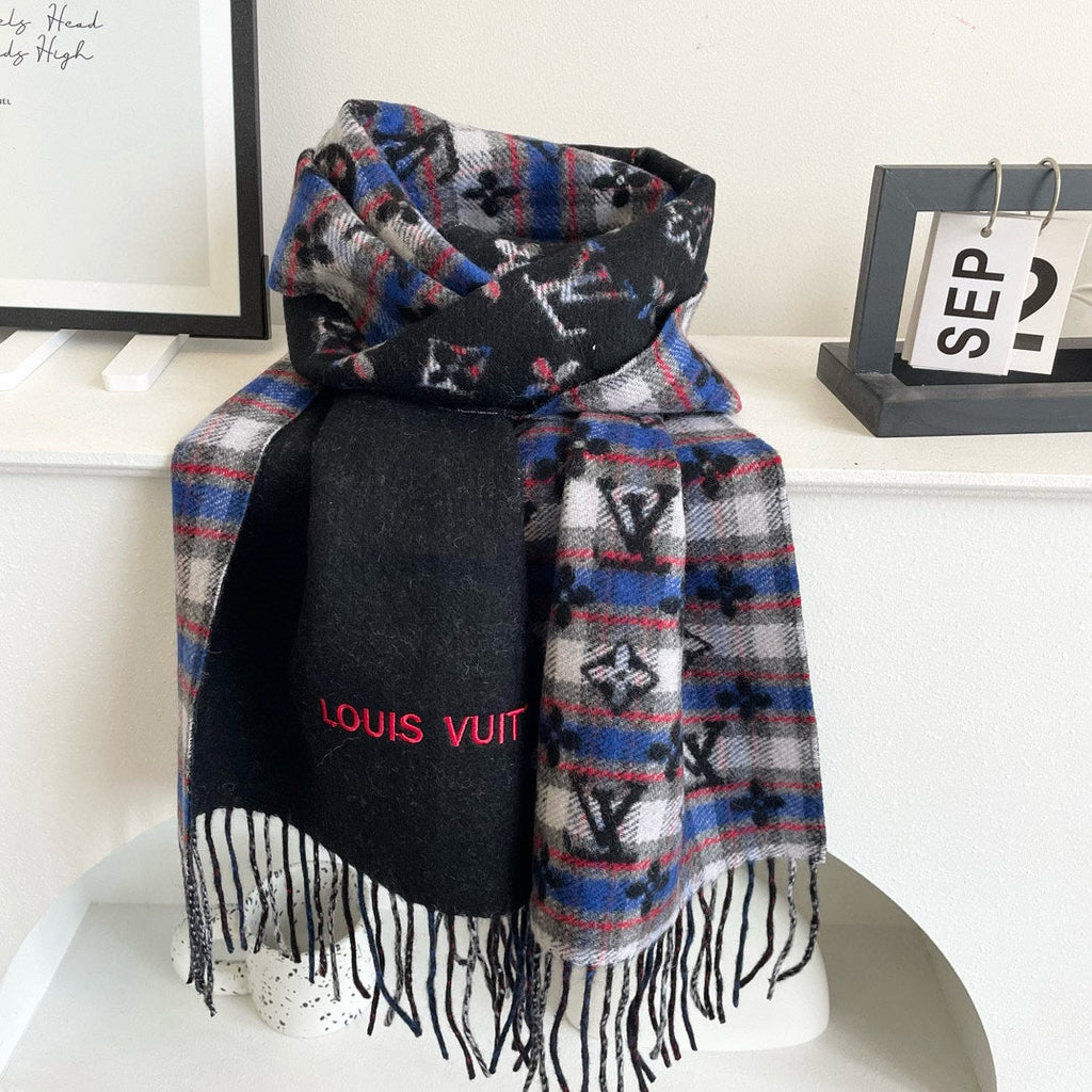 LOUIS VUITTON MONOGRAM GRADIENT TARTAN CITY SCARF 180 CM IN COLORFUL CASHMERE 391000