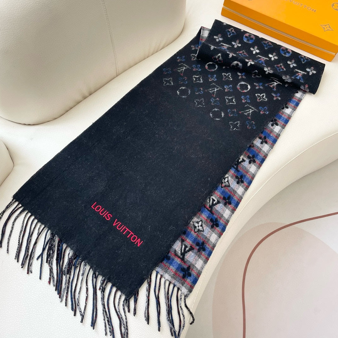 LOUIS VUITTON MONOGRAM GRADIENT TARTAN CITY SCARF 180 CM IN COLORFUL CASHMERE 391000