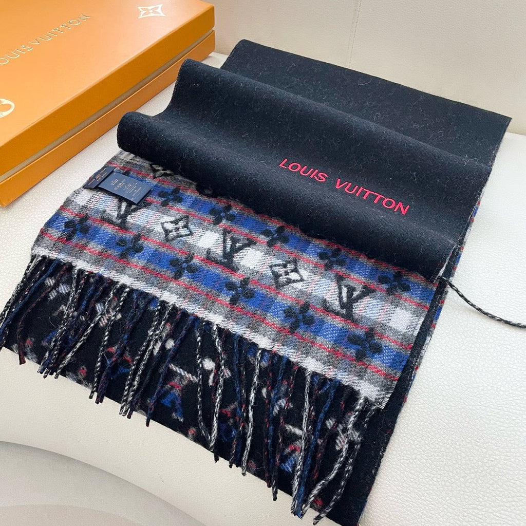 LOUIS VUITTON MONOGRAM GRADIENT TARTAN CITY SCARF 180 CM IN COLORFUL CASHMERE 391000