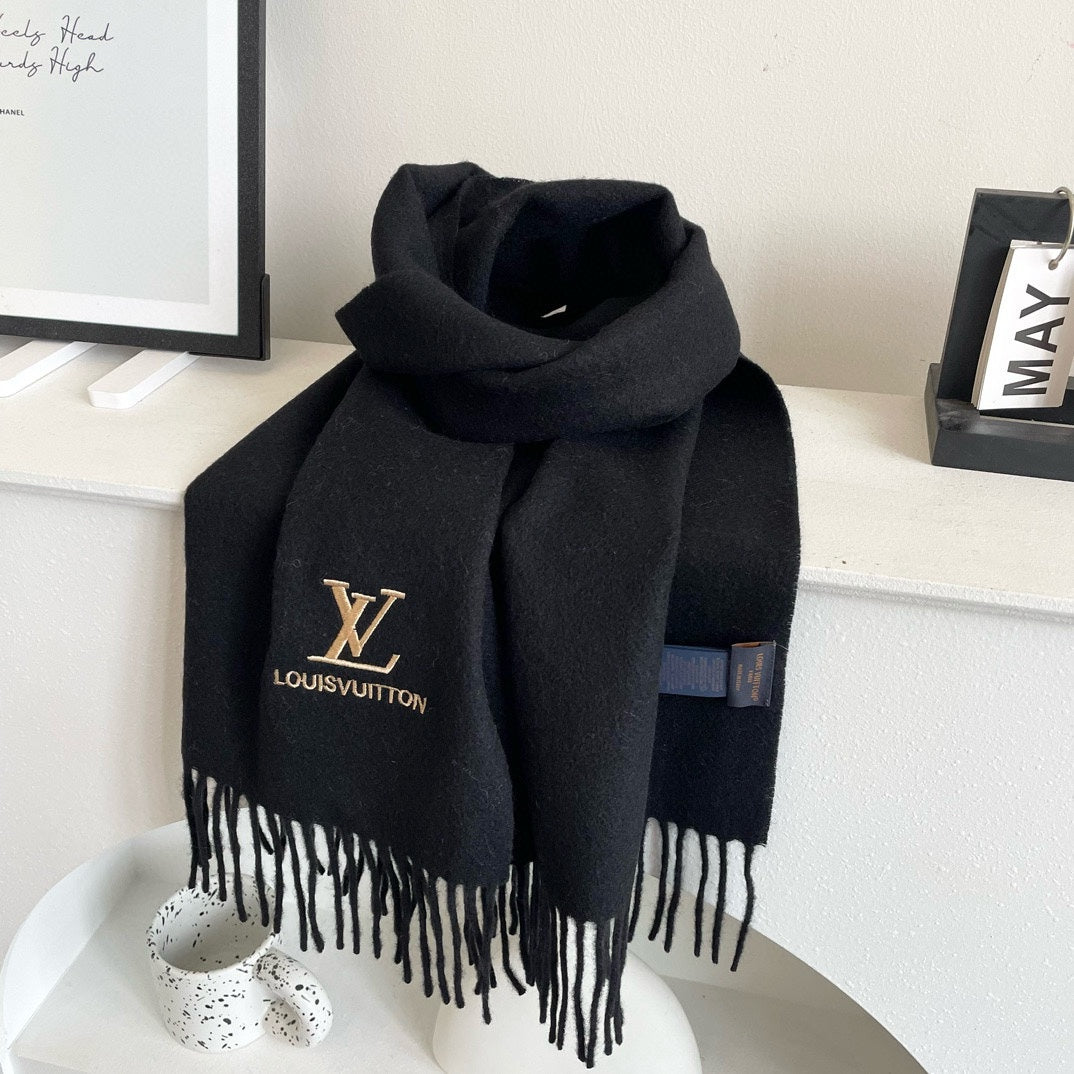 LOUIS VUITTON SCARF 180 CM IN BLACK CASHMERE 396551