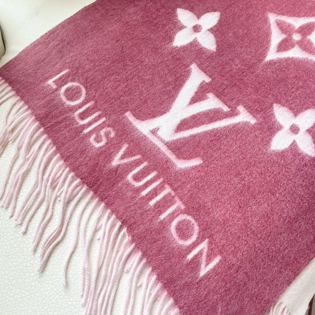 LOUIS VUITTON REYKJAVIK GRADIENT SCARF 220 CM IN PUNCH PINK CASHMERE 399735