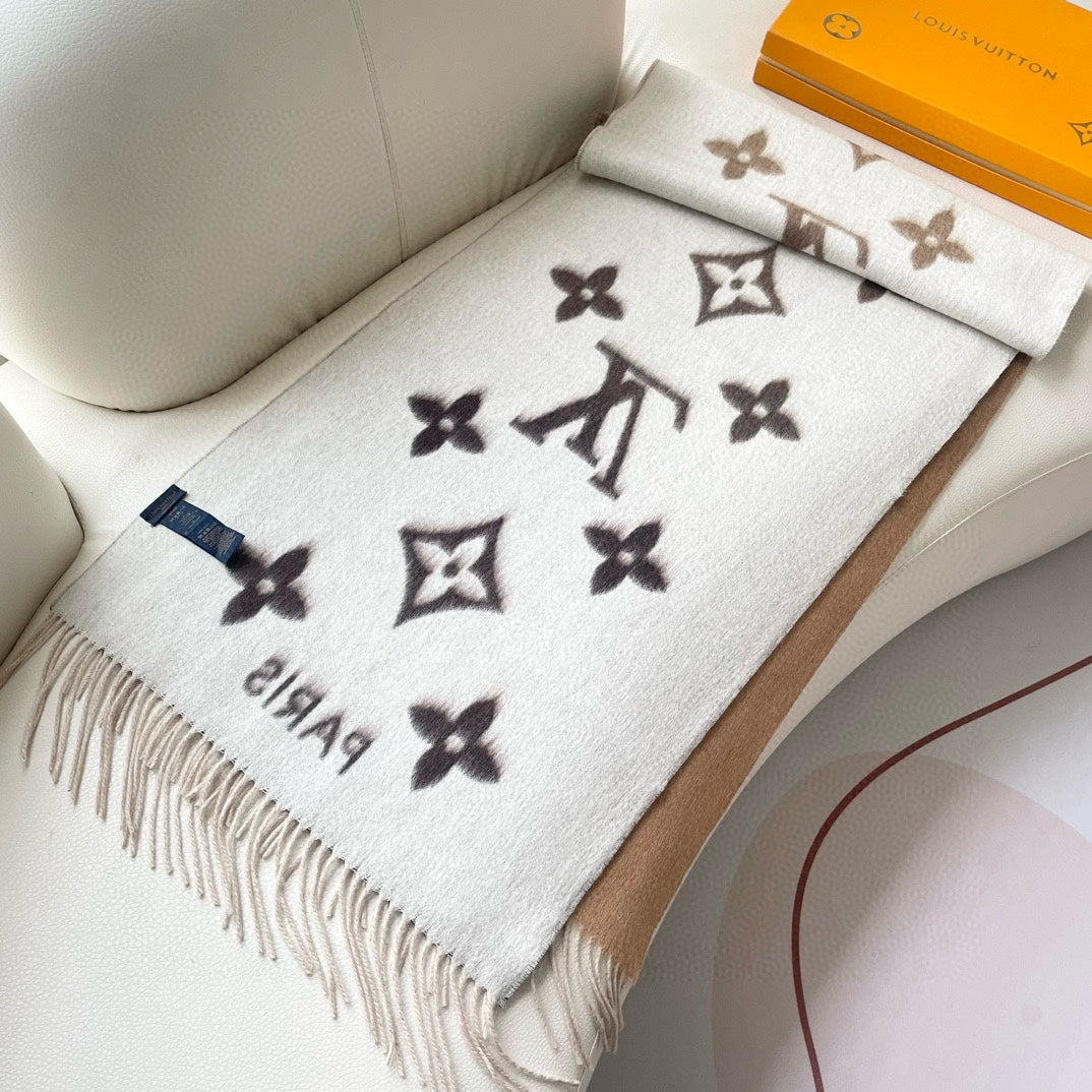 LOUIS VUITTON REYKJAVIK GRADIENT SCARF 220 CM IN CHOCOLATE MIX COPPER BROWN CASHMERE 399738