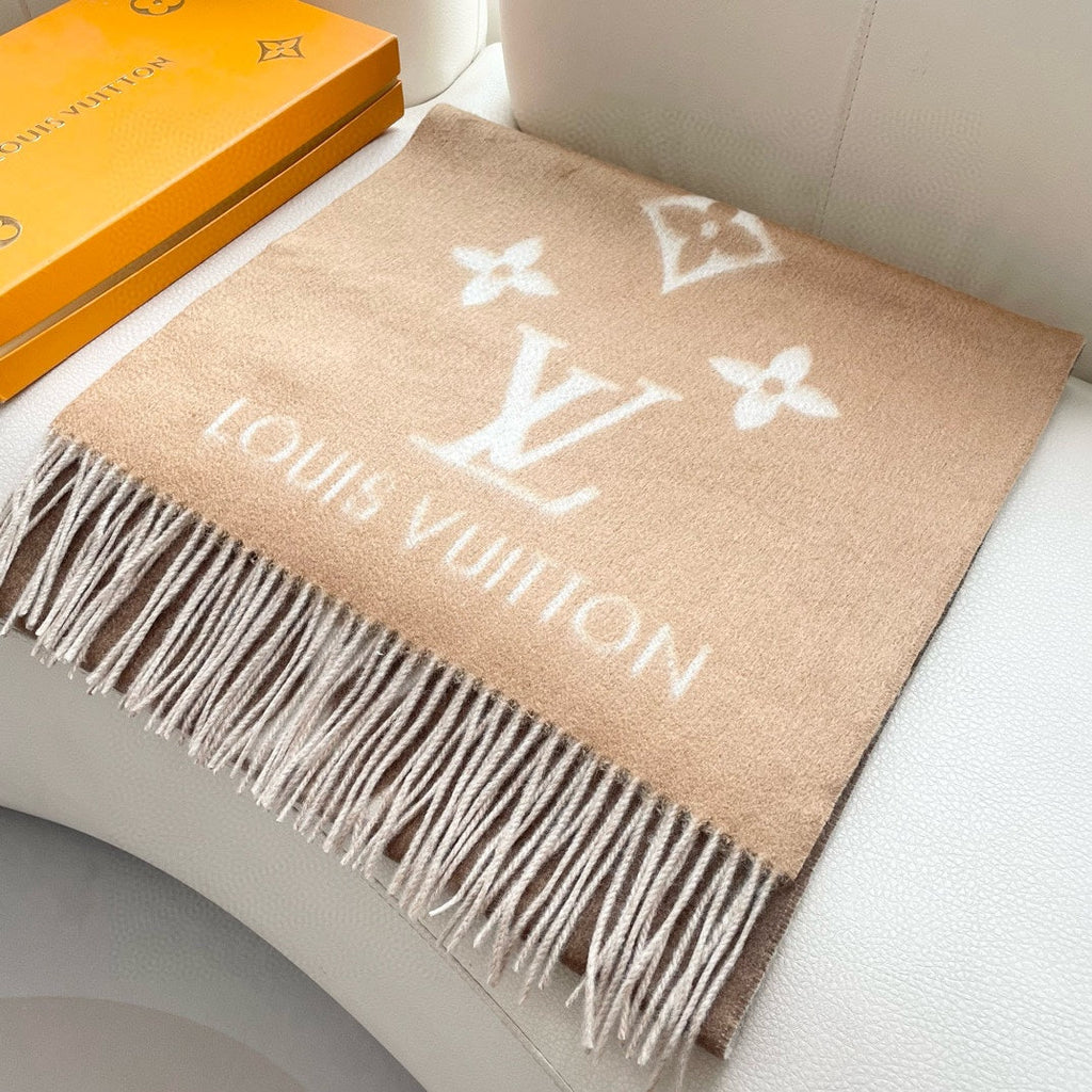LOUIS VUITTON REYKJAVIK GRADIENT SCARF 220 CM IN CHOCOLATE MIX COPPER BROWN CASHMERE 399738