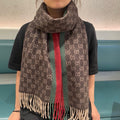 GUCCI SCARF 200 CM IN DARK BROWN MONOGRAM CASHMERE 399765