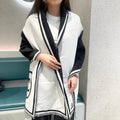 CHANEL SCARF 195 CM IN BLACK MIX WHITE CASHMERE AND WOOL 402234