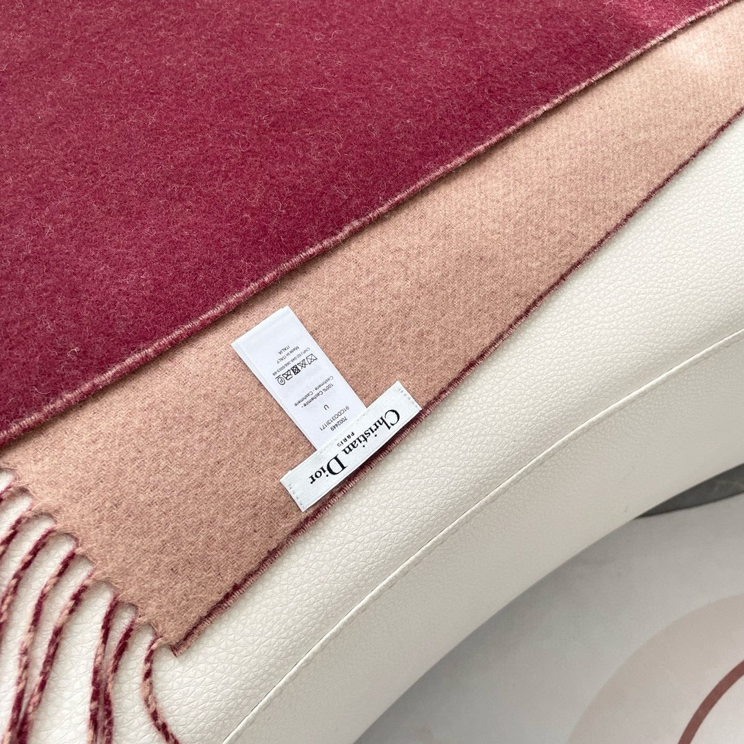 DIOR SCARF 180 CM CURRANT RED WOOL AND CASHMERE 407334