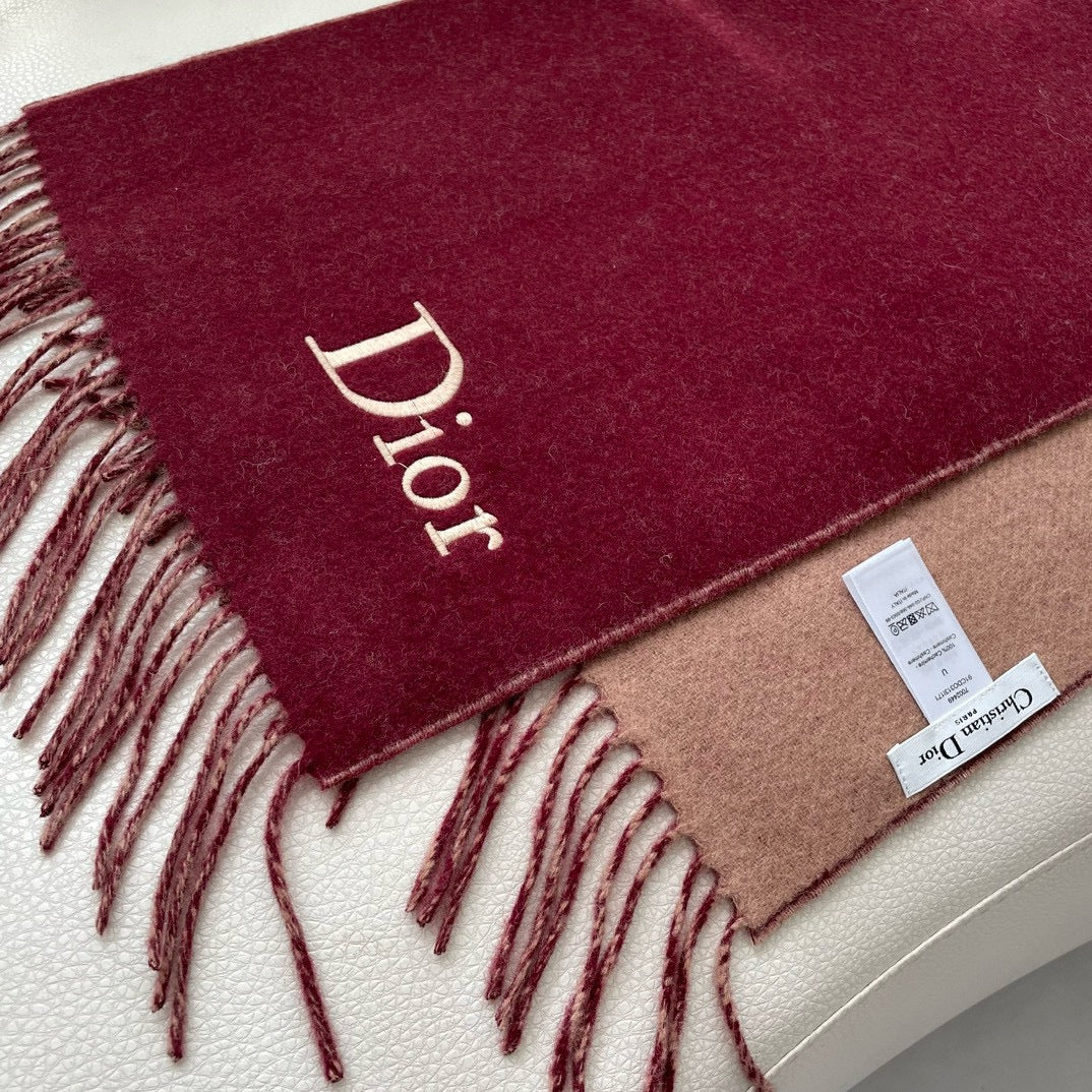 DIOR SCARF 180 CM CURRANT RED WOOL AND CASHMERE 407334