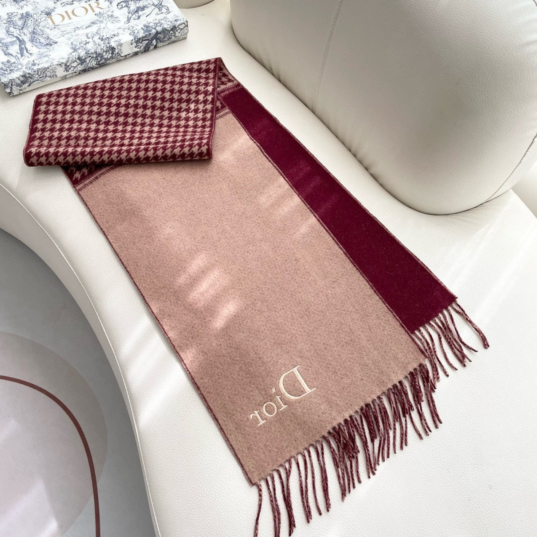 DIOR SCARF 180 CM CURRANT RED WOOL AND CASHMERE 407334