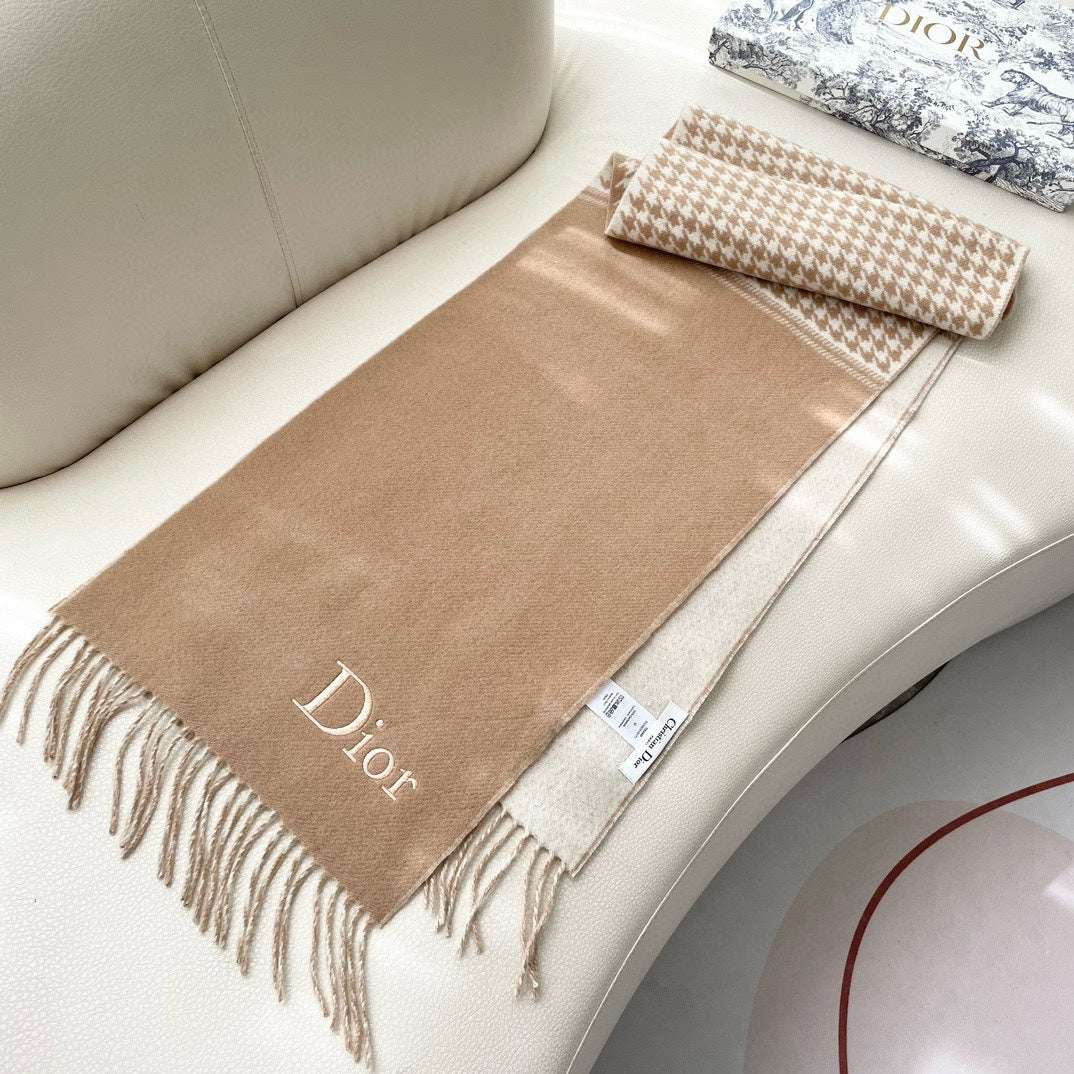 DIOR SCARF 180 CM CAMEL BEIGE WOOL AND CASHMERE 407335