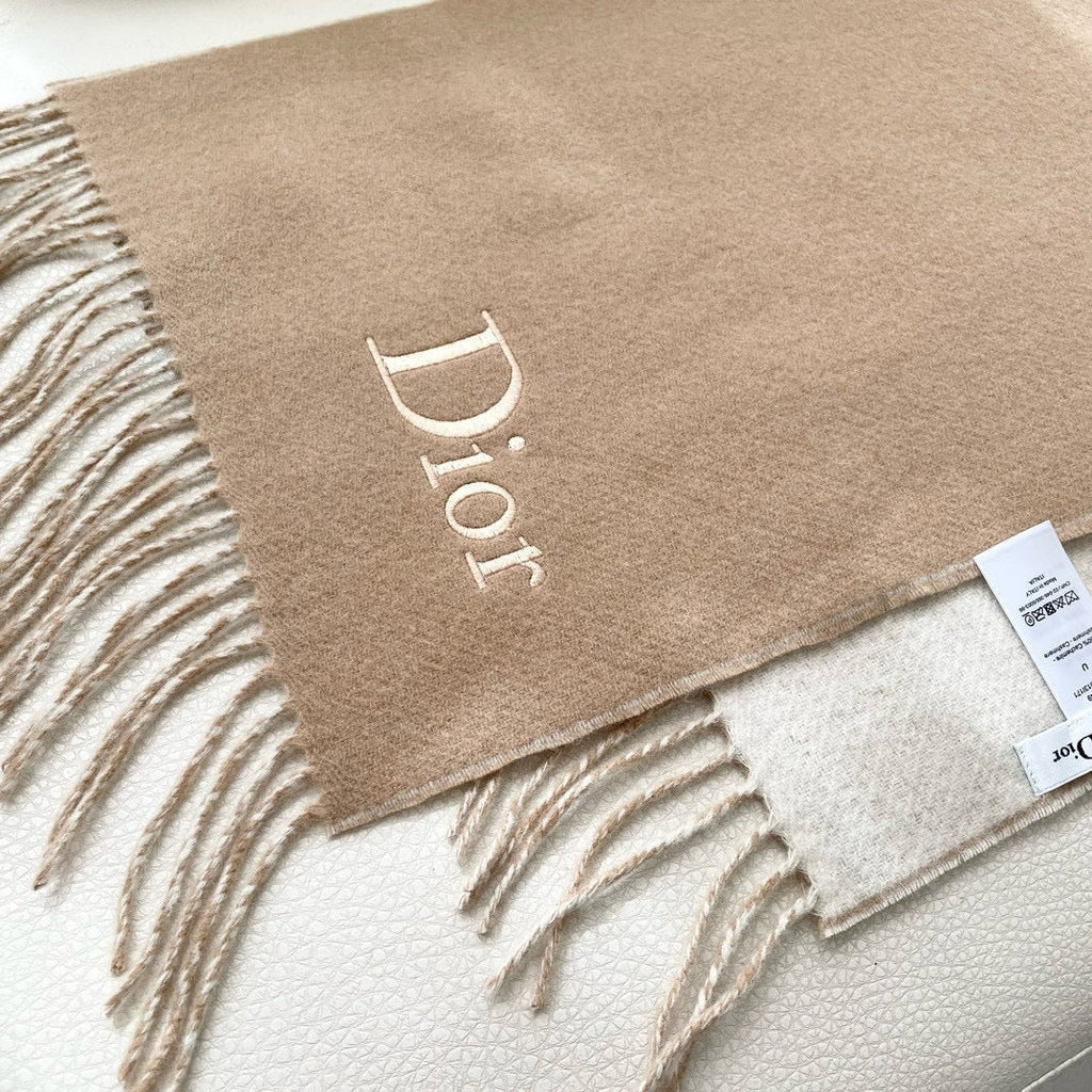 DIOR SCARF 180 CM CAMEL BEIGE WOOL AND CASHMERE 407335