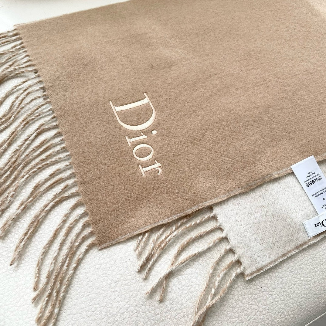 DIOR SCARF 180 CM CAMEL BEIGE WOOL AND CASHMERE 407335