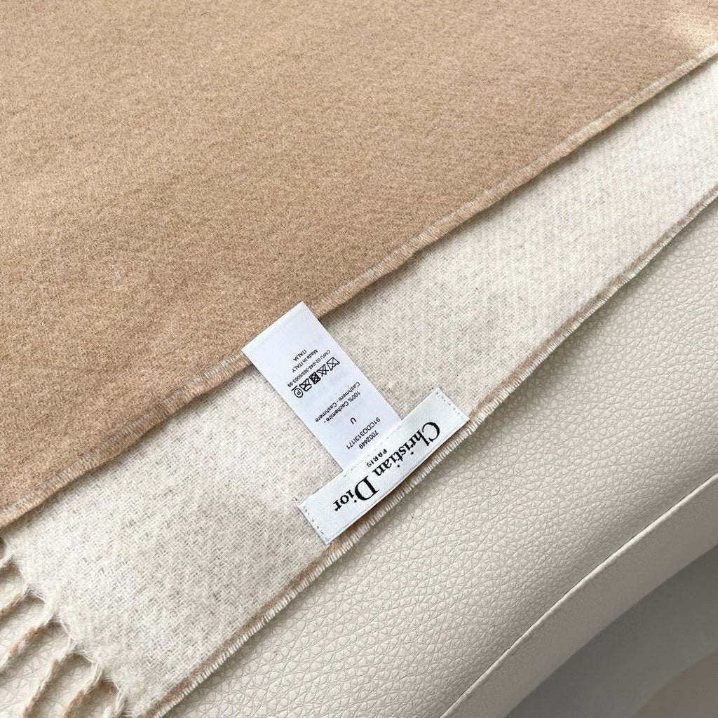 DIOR SCARF 180 CM CAMEL BEIGE WOOL AND CASHMERE 407335
