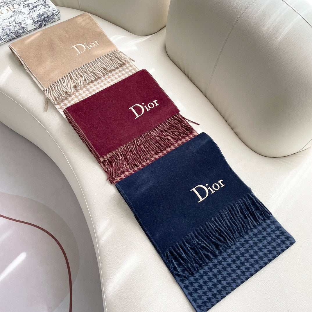 DIOR SCARF 180 CM CAMEL BEIGE WOOL AND CASHMERE 407335
