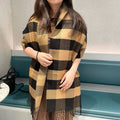 DIOR CHECK SCARF 180 CM IN BLACK MIX SAND YELLOW CASHMERE AND WOOL 415298
