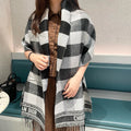 DIOR CHECK SCARF 180 CM IN BLACK MIX WHITE CASHMERE AND WOOL 415299