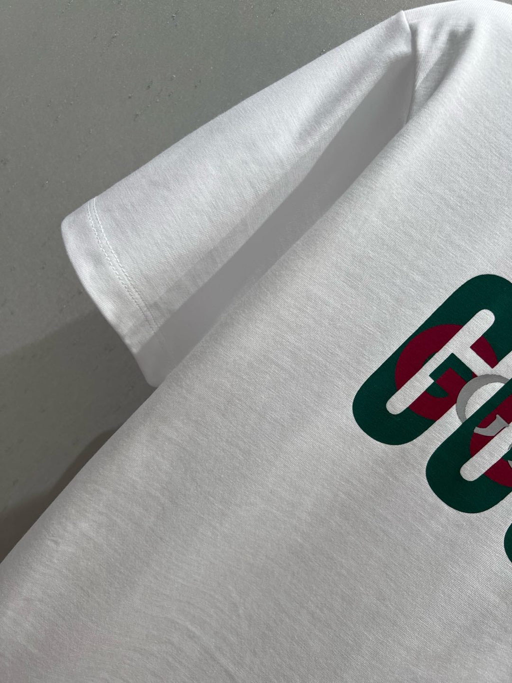 GUCCI Gucci 2025 Print Short Sleeve T-shirt White Green Red Cotton