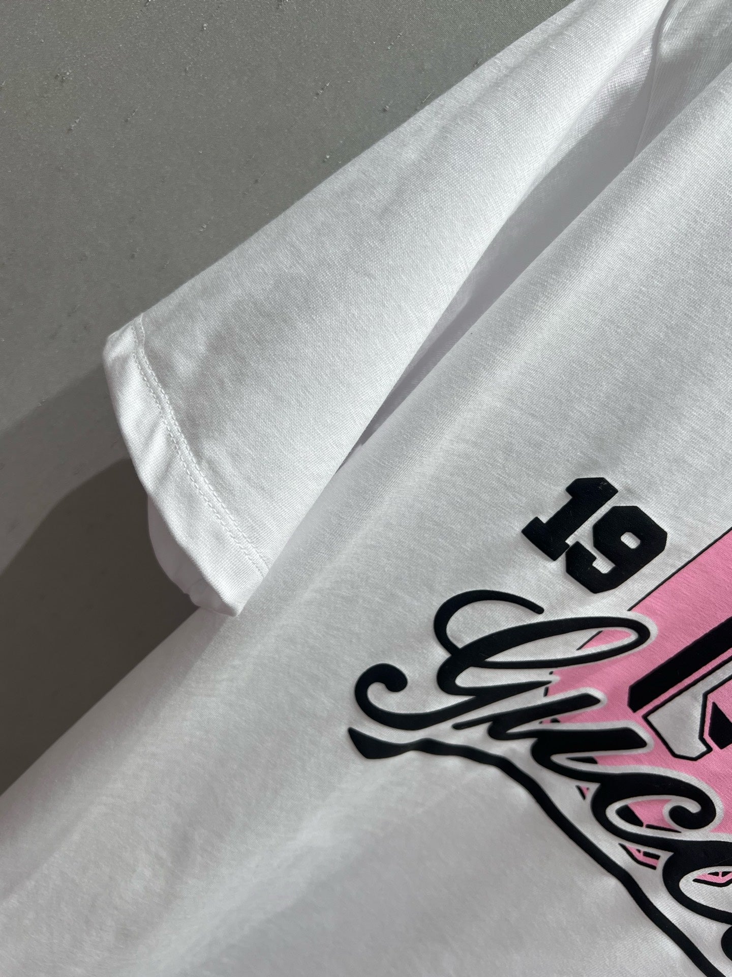 GUCCI Gucci 25 Print Short Sleeve T-shirt Pink White Cotton