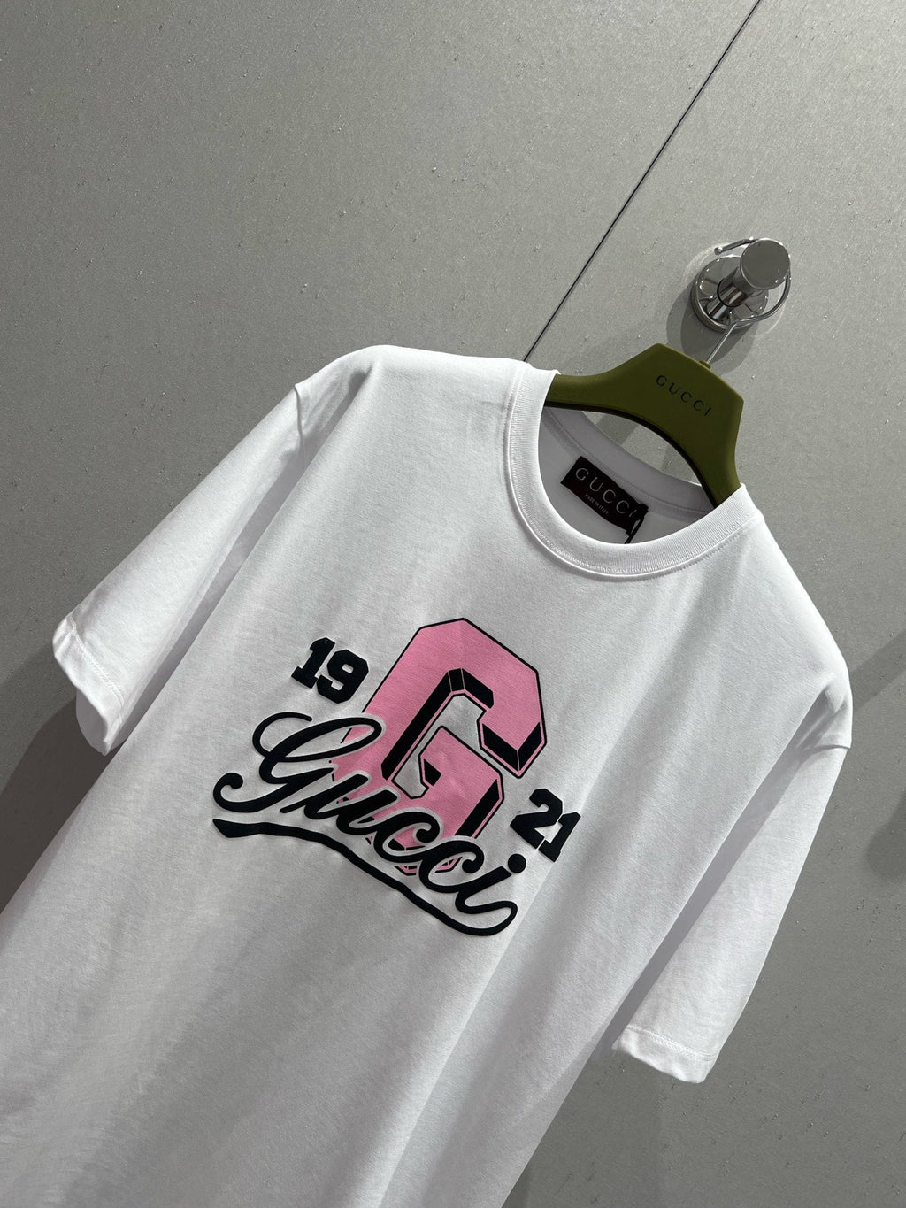GUCCI Gucci 25 Print Short Sleeve T-shirt Pink White Cotton