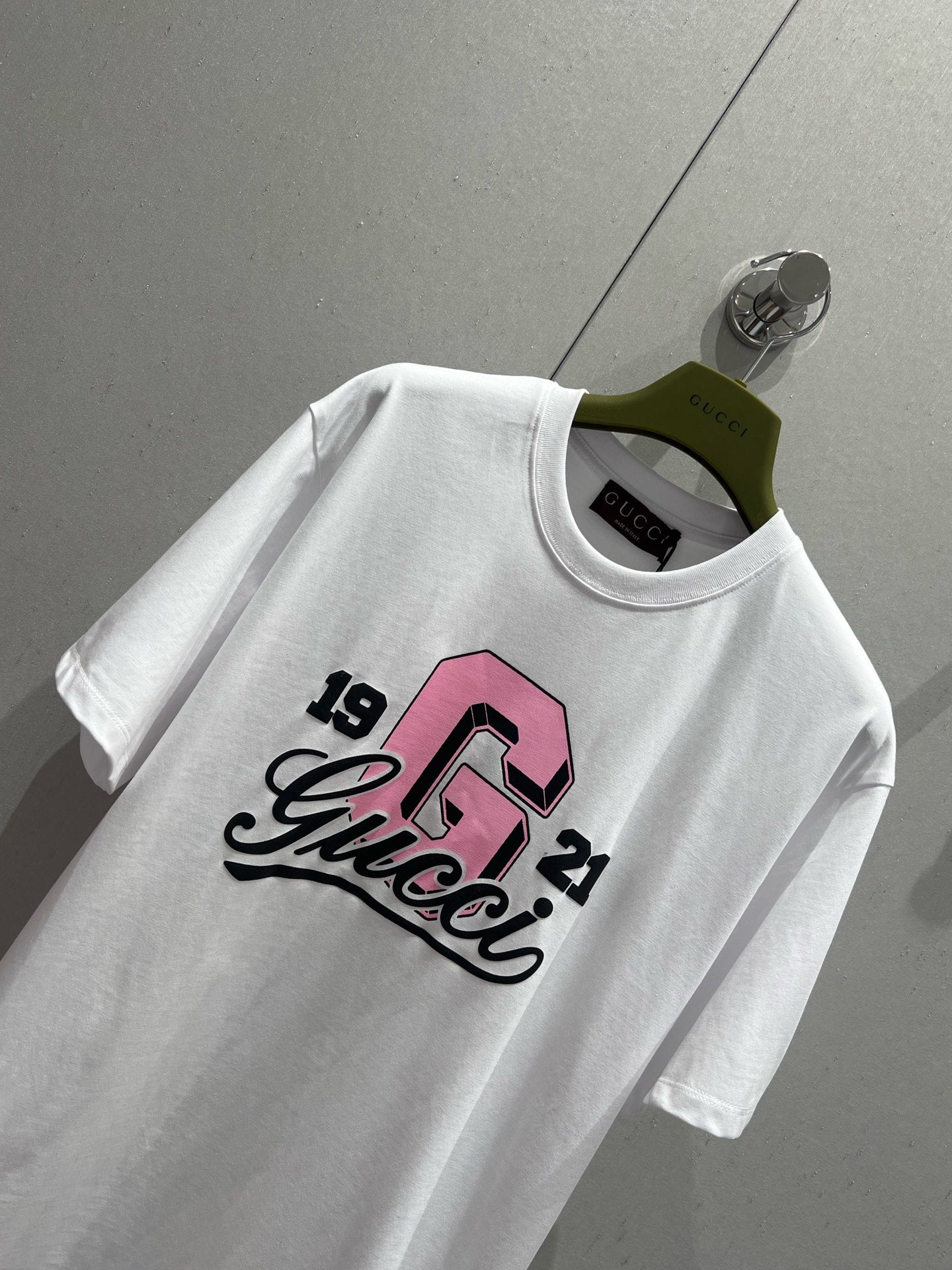 GUCCI Gucci 25 Print Short Sleeve T-shirt Pink White Cotton