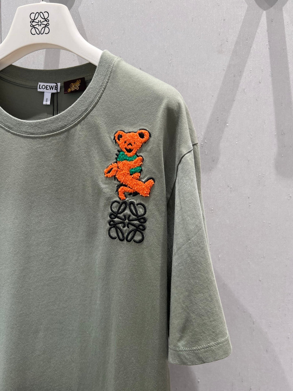 Loewe 25 Embroidered Short-sleeved T-shirt Green Acrylic Wool 220865