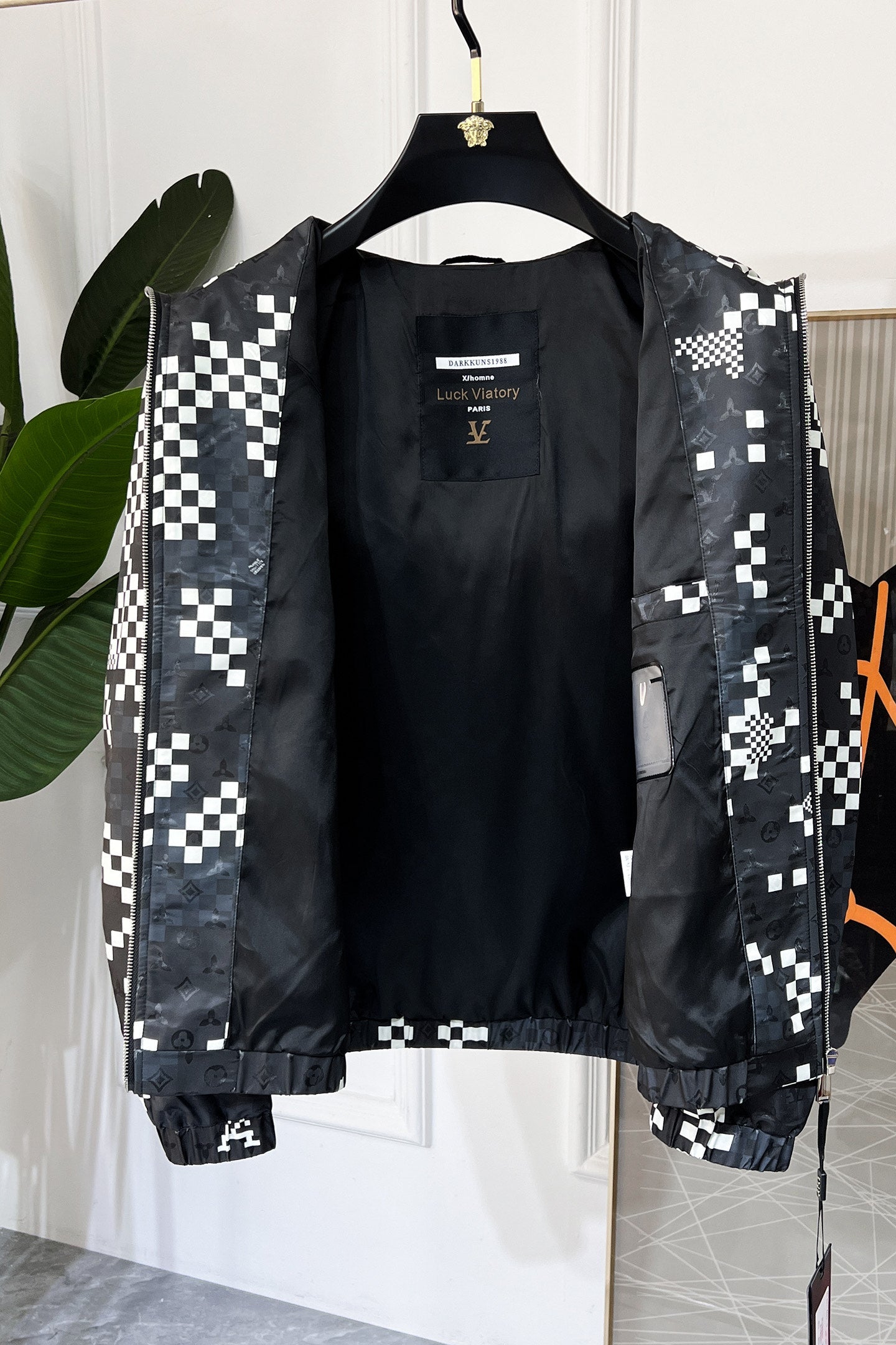 LOUIS VUITTON LV HOODED JACKET BLACK AND WHITE DAMIER 239118