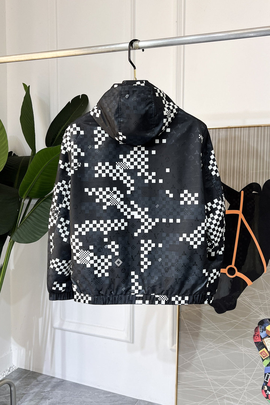 LOUIS VUITTON LV HOODED JACKET BLACK AND WHITE DAMIER 239118
