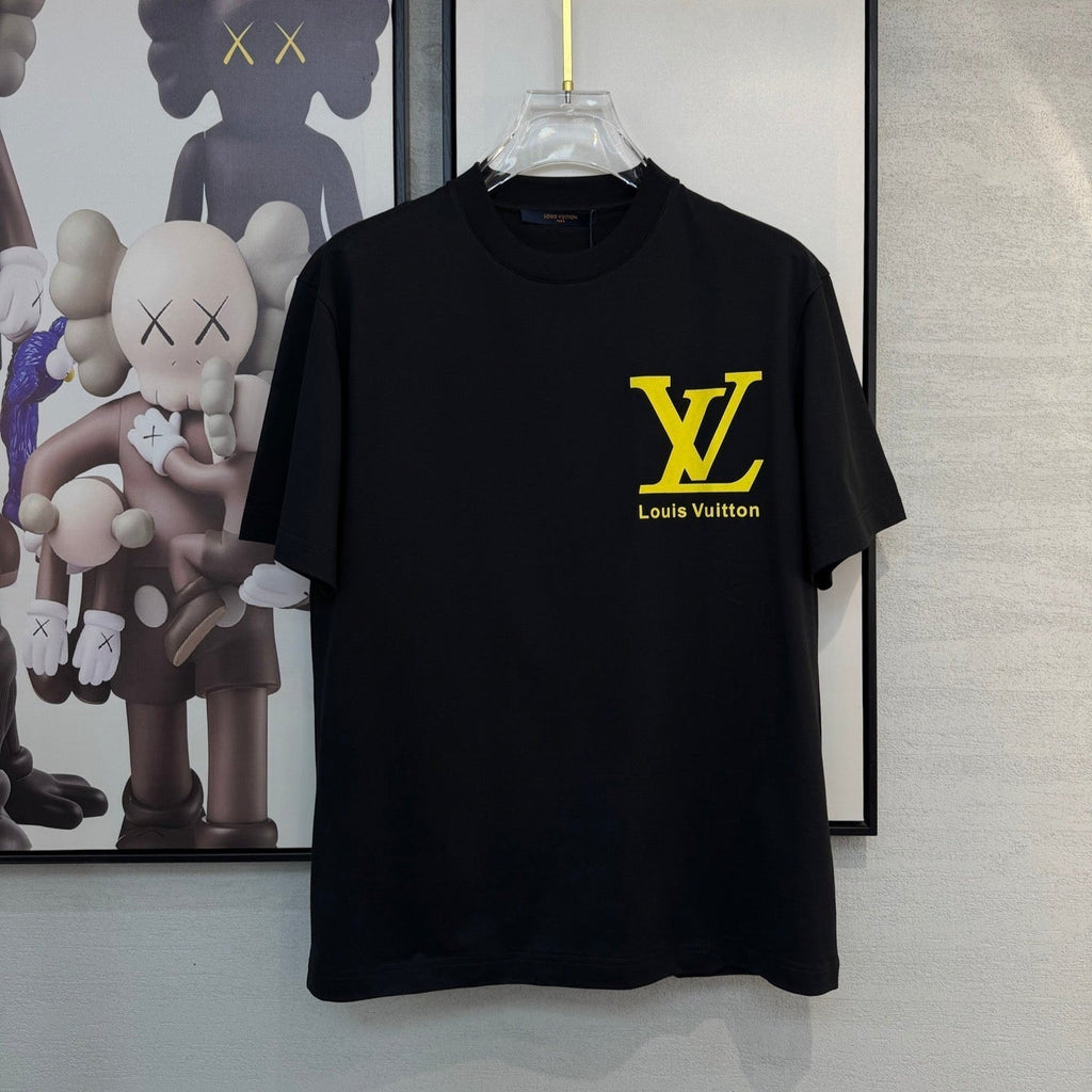 LOUIS VUITTON LV BLACK COTTON T-SHIRT YELLOW LOGO 238915