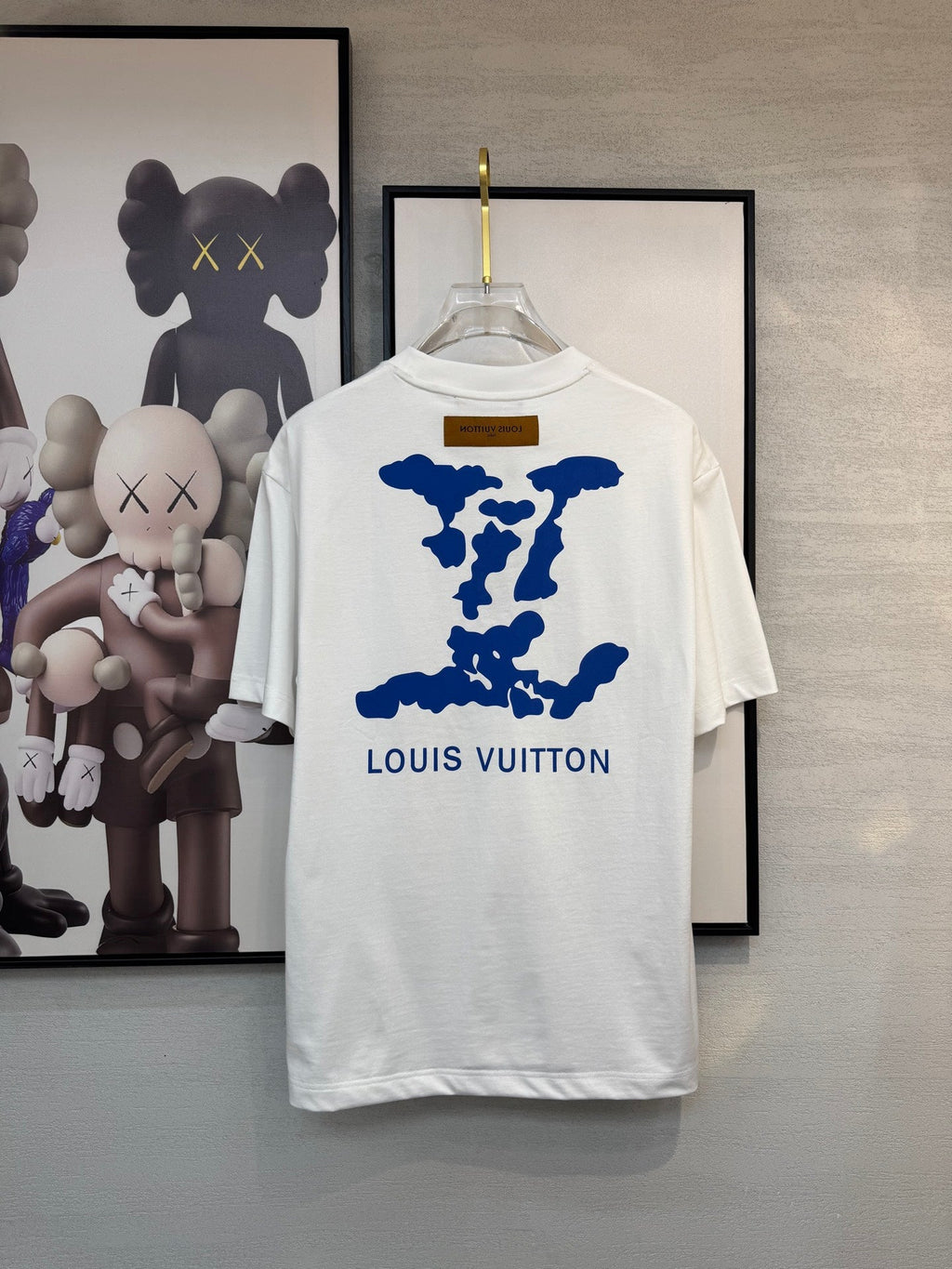 LOUIS VUITTON LV WHITE COTTON T-SHIRT BLUE STYLIZED LOGO 238917