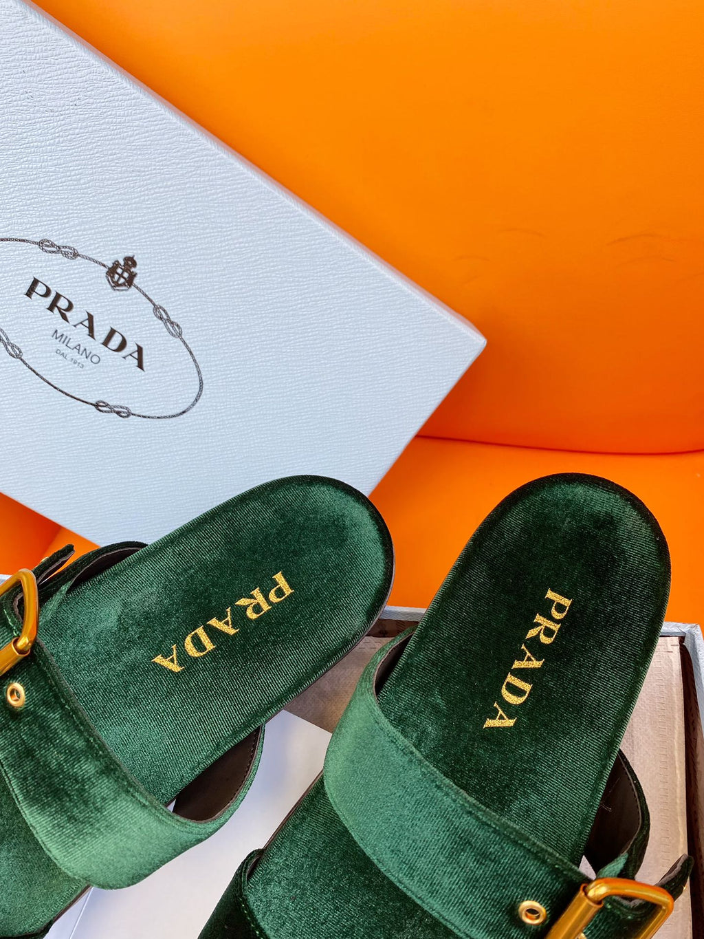 PRADA Pra Slides 10 Velvet Laurel Green
