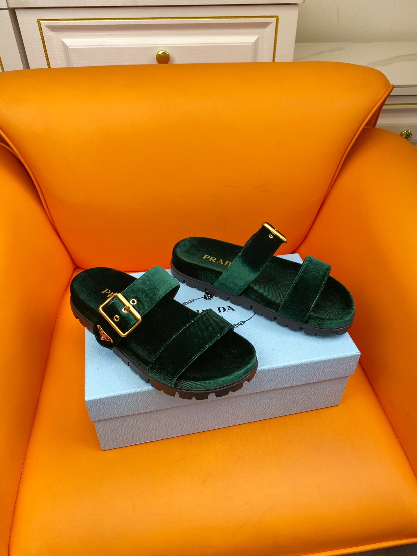 PRADA Pra Slides 10 Velvet Laurel Green