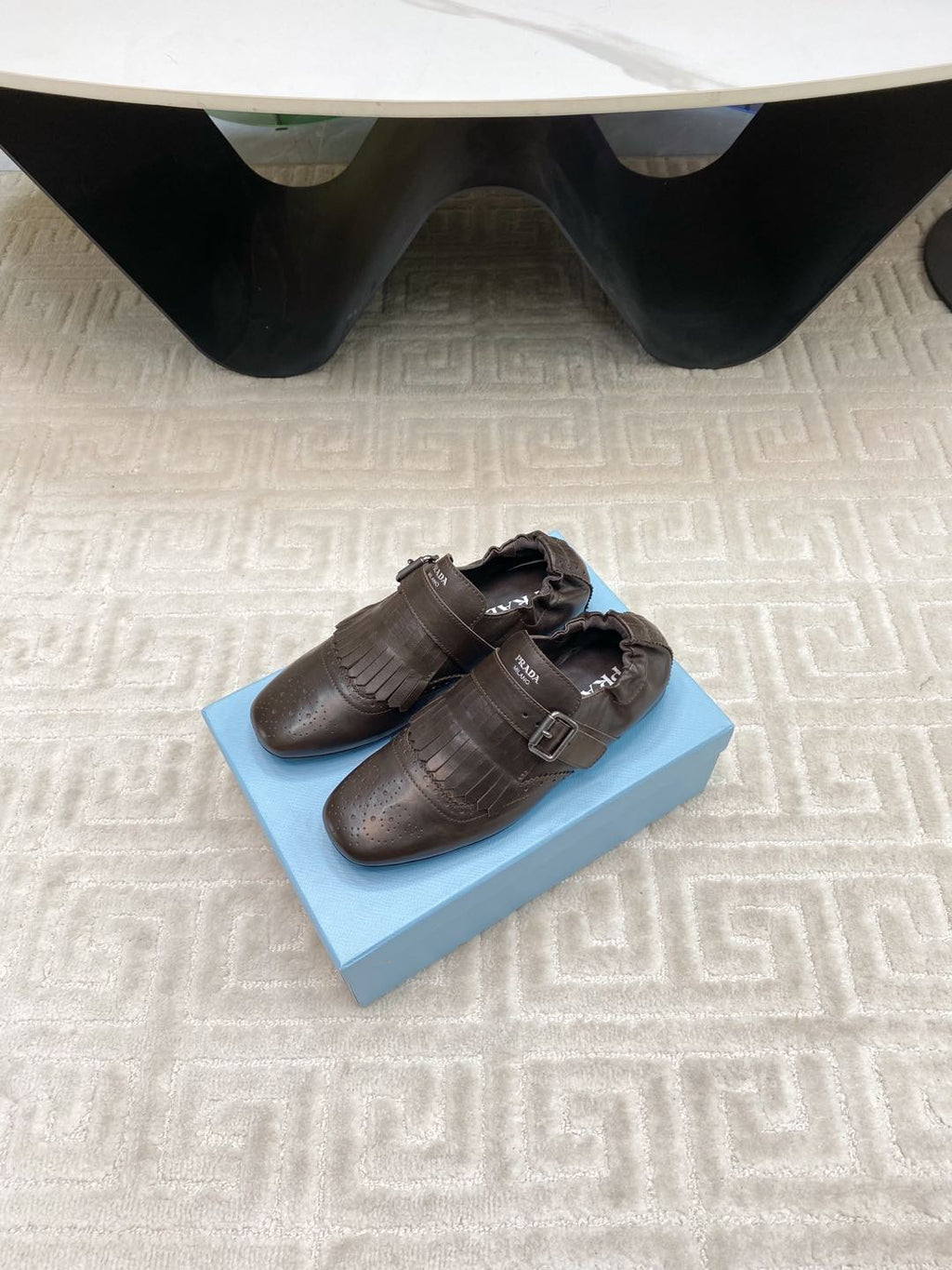 PRADA TASSEL LOAFERS IN WALNUT BROWN LAMBSKIN