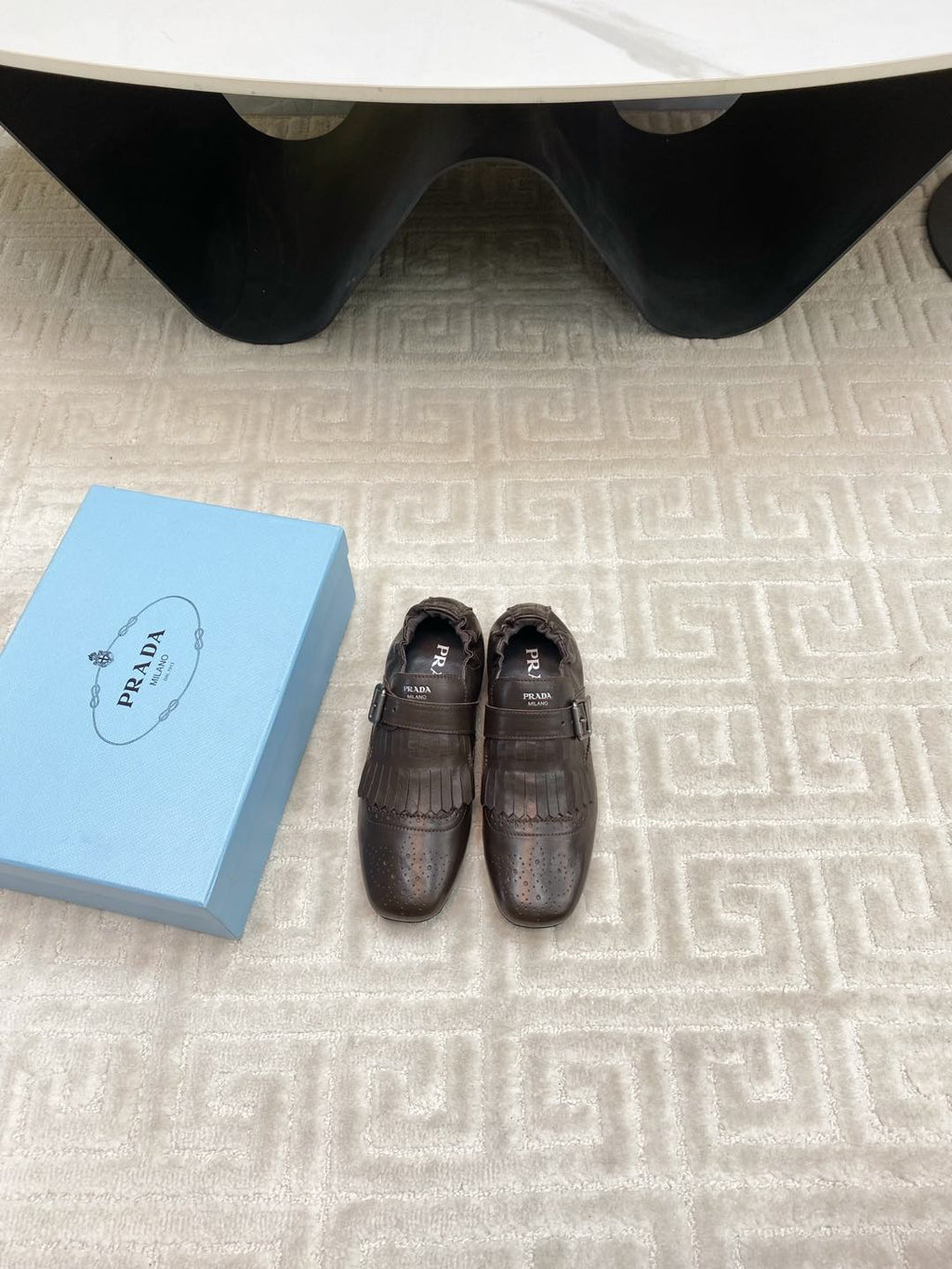 PRADA TASSEL LOAFERS IN WALNUT BROWN LAMBSKIN